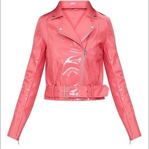 Pink High Shine Vinyl Biker Jacket